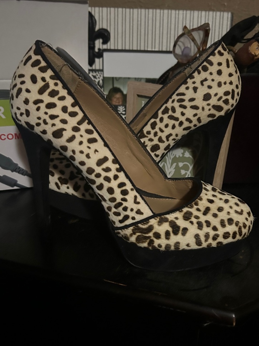 Chinese Laundry Leopard Print Platform Pumps in Cream and Black
